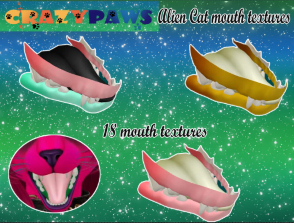 CrazyPaws - These mouth textures are prefect for your out their mods or to just have a different mouth color option.