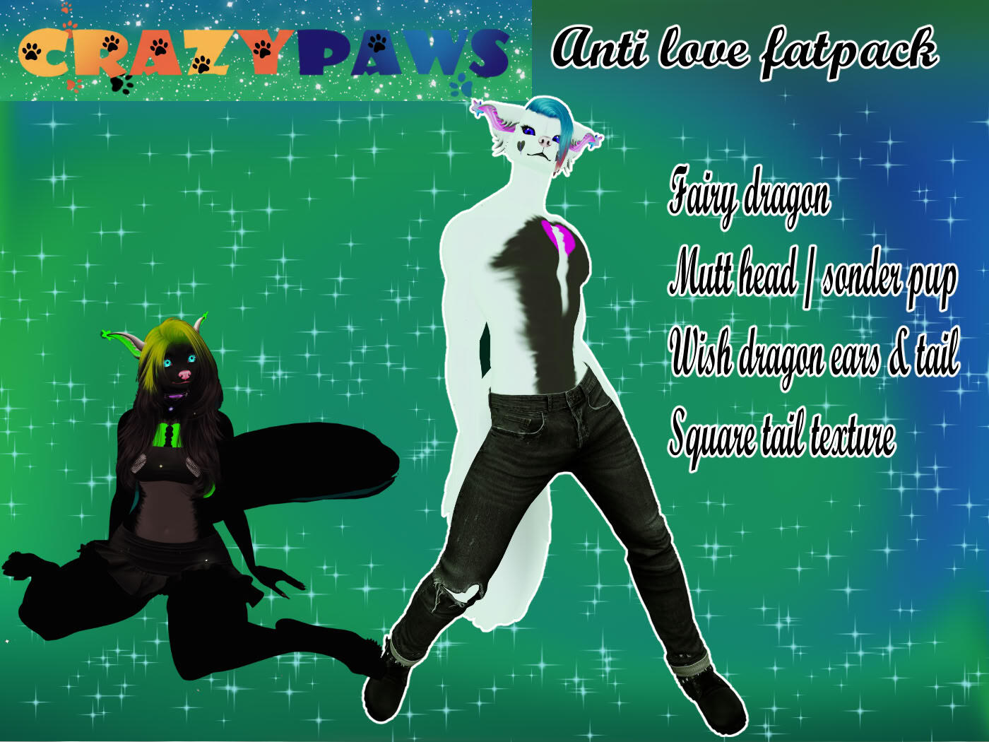 CrazyPaws - Anti love fatpack - This black and white combo is perfect for your anti love theme!